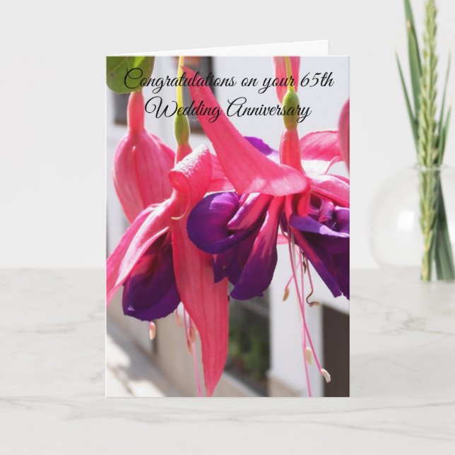 65th Wedding Anniversary Fuchsias Card (Front)