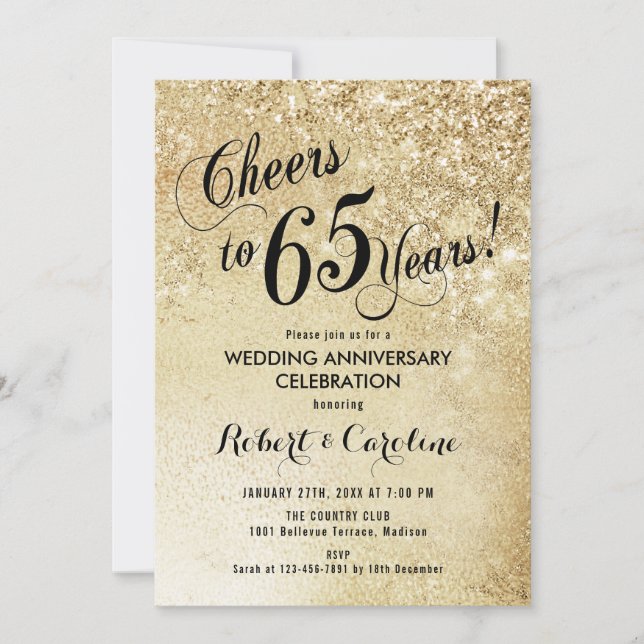 65th Wedding Anniversary Gold Invitation (Front)