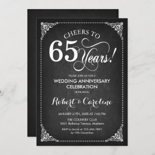 65th Wedding Anniversary - Gold White Invitation
