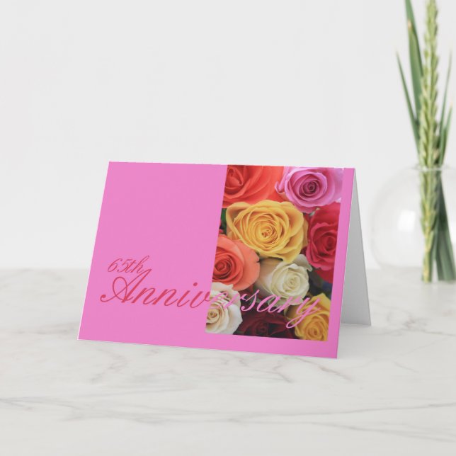 65th Wedding Anniversary mixed rose bouquet Card (Front)