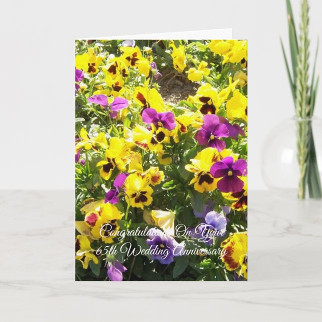 65th Wedding Anniversary Pansies Card (Front)