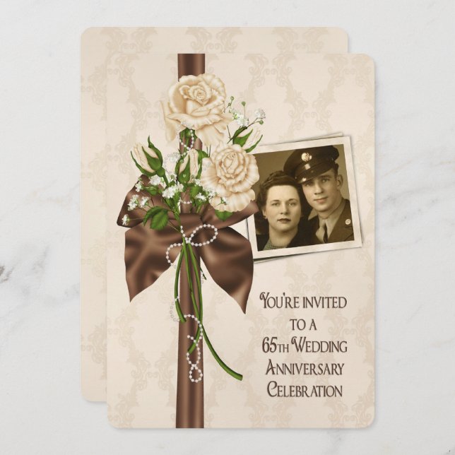 65th Wedding Anniversary Roses Invitation (Front/Back)