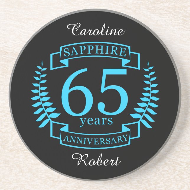 65th Wedding ANNIVERSARY SAPPHIRE Coaster (Front)