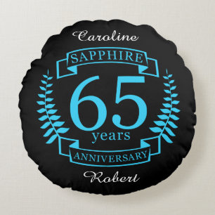 65th Wedding ANNIVERSARY SAPPHIRE Round Cushion