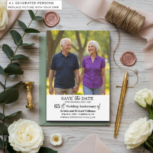 65th Wedding Anniversary Save the Date Photo Card