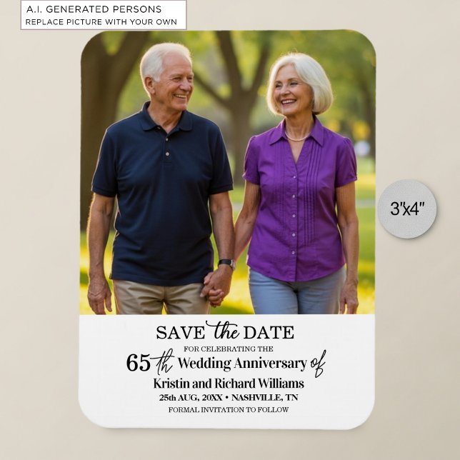65th Wedding Anniversary Save the Date Photo Magnet (Creator Uploaded)