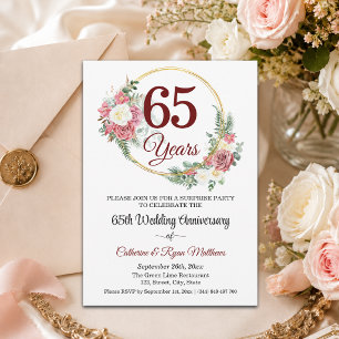 65th Wedding Anniversary Surprise Party Floral Invitation