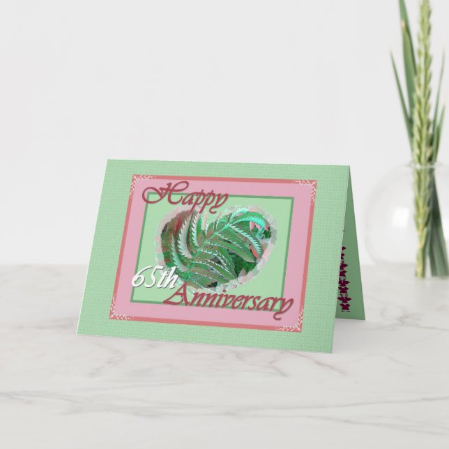 65th Wedding Anniversary with Fern Filled Heart Card (Front)