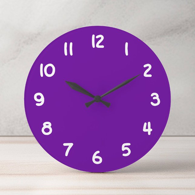 660099 Purple Large Clock (Bright Solid Color Purple Large Clock)