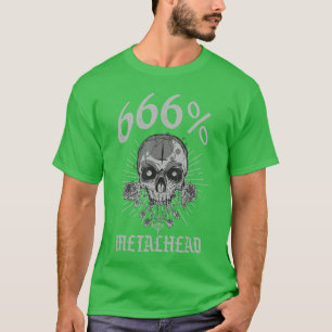 666 Metalhead Skeleton Heavy Metal Head Rock funny T-Shirt