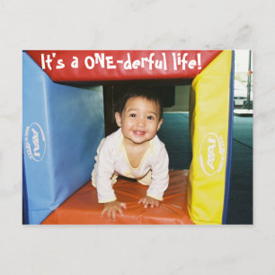 6673690-R1-006-1A, It's a ONE-derful life! Invitation Postcard