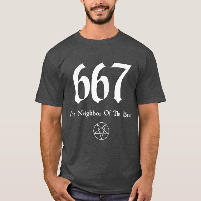 667 The Neighbour Of The Beast Funny Premium T-Shirt (Front)