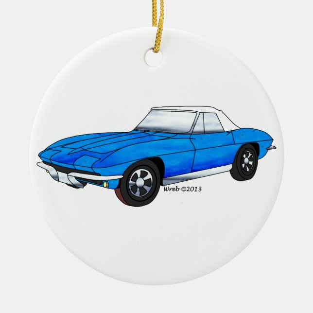 66 Corvette Roadster Ceramic Tree Decoration (Front)