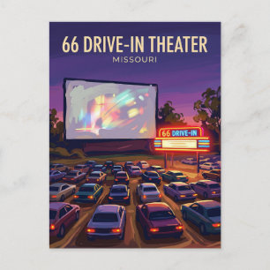 66 Drive-In Theatre USA Postcard