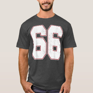66 Outline Number 66 Fan Varsity Sports Team Blue T-Shirt
