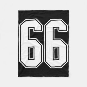 #66 White Outline Number 66 Sports Fan Jersey Styl Fleece Blanket