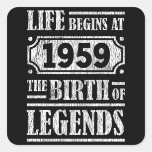66 Year Old 1959 Birth Of Legend 66th Birthday Square Sticker
