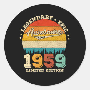 66 Year Old Bday 1959 Awesome 66th Birthday Gift Classic Round Sticker