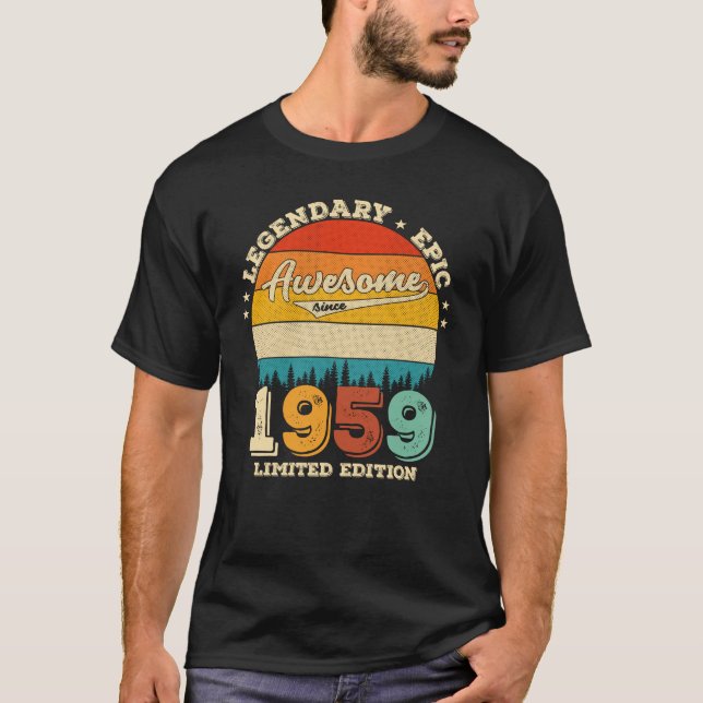 66 Year Old Bday 1959 Awesome 66th Birthday Gift T-Shirt (Front)