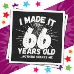 66 Year Old Sarcastic Meme Funny 66th Birthday Napkin<br><div class="desc">This funny 66th birthday design makes a great sarcastic humour joke or novelty gag gift for a 66 year old birthday theme or surprise 66th birthday party! Features 'I Made it to 66 Years Old... Nothing Scares Me' funny 66th birthday meme that will get lots of laughs from family, friends,...</div>