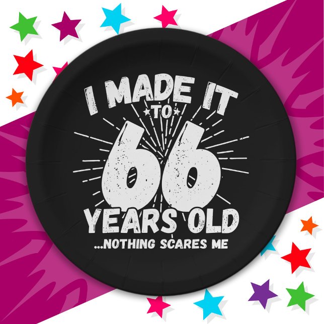 66 Year Old Sarcastic Meme Funny 66th Birthday Paper Plate (Creator Uploaded)