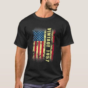 66 Year Old Vintage 1957 American Flag 66th Birth T-Shirt