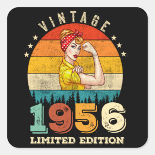 66 Year Old Women Bday 1956 Vintage 66th Birthday Square Sticker