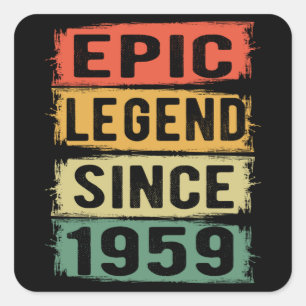 66 Years Old Bday 1959 Epic Legend 66th Birthday Square Sticker