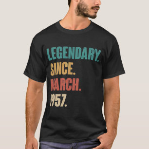 66 Years Old Vintage 1957 Birthday March 66th Deco T-Shirt