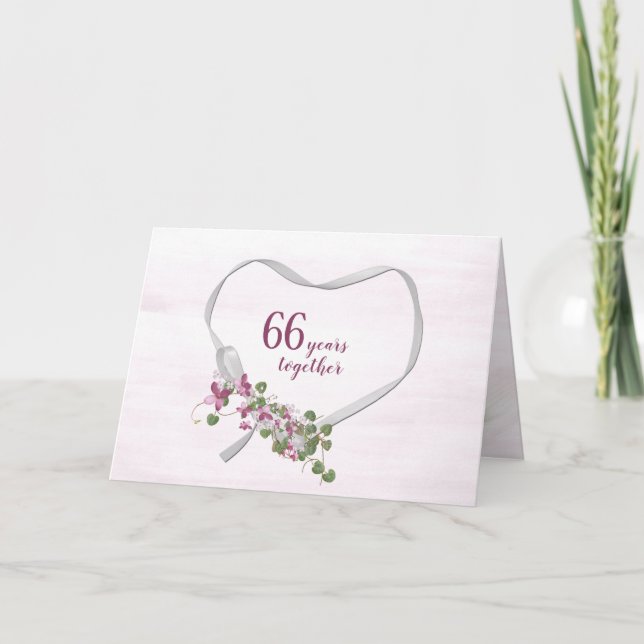 66th Anniversary Ribbon Heart Card (Front)