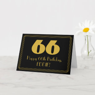 66th Birthday: Art Deco Inspired Look "66" & Name Card