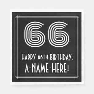 66th Birthday: Art Deco Inspired Look "66" + Name Napkin