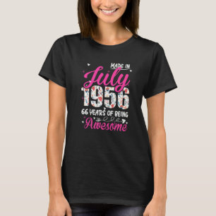 66th Birthday Awesome Since July 1956 Floral T-Shirt