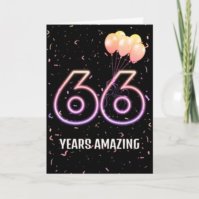 66th Birthday Balloons and Confetti Card (Front)