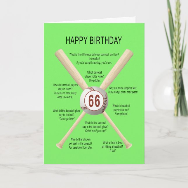 66th birthday baseball jokes card (Front)