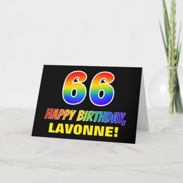 66th Birthday: Bold, Fun, Simple, Rainbow 66 Card (Front)