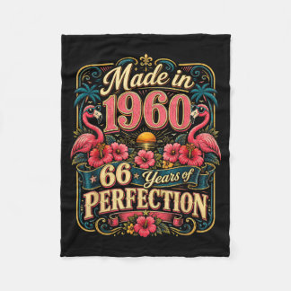 66th Birthday Made In 1960 Tropical Flamingo 66 Fleece Blanket