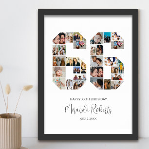 66th Birthday Number 66 Custom Photo Collage Poster