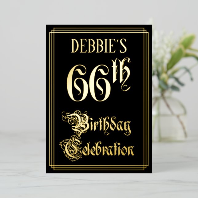 66th Birthday Party — Fancy Script & Custom Name (Standing Front)