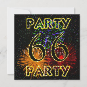 66th birthday party invitation with fireworks