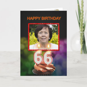 66th Birthday with cake and candles Card