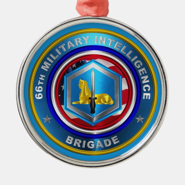 66th Military Intelligence Brigade Christmas  Metal Tree Decoration (Front)