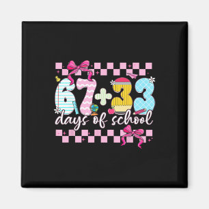 67 + 33 Days Of School Cute Coquette Bow Girl Kid  Magnet