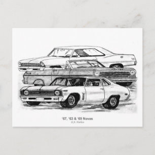 67, 63, 69 Novas - BW no border Postcard