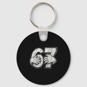 67 6 7 Hands Comic Style  Key Ring