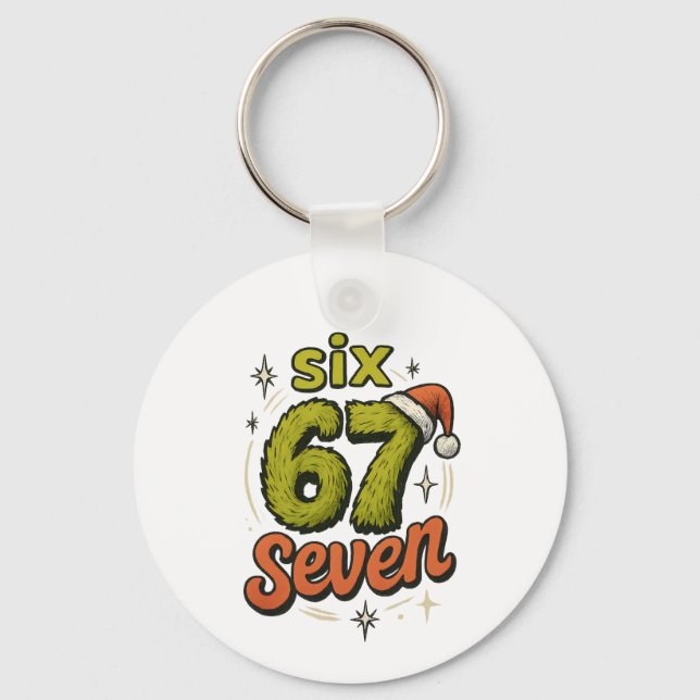 67, 6-7 meme, 6 7 funny, 67 christmas key ring (Front)