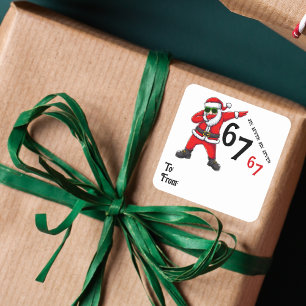 67 6 7 Six Seven Meme Santa Dubbing Christmas Square Sticker