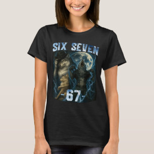 67 Alpha Wolf Meme Funny Graphic Tee Six Seven Hum