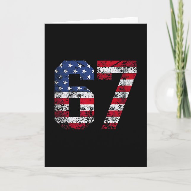 67 American Flag Meme Funny Six Seven Gen Alpha Sl Card (Front)