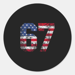 67 American Flag Meme Funny Six Seven Gen Alpha Sl Classic Round Sticker